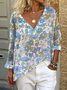Print Casual V Neck Long Sleeve T-Shirt