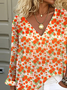 Print Casual V Neck Long Sleeve T-Shirt