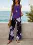 Women's Floral Print Casual Vest and Pants Two-Piece Set