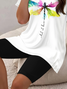 Women's Printing Dragonfly Daily Going Out Two-Piece Set Black-white Casual Summer Top With Pants Matching Set