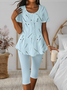 Abstract Polka Dots Crew Neck Casual Two-Piece Set