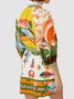 Women's Short Sleeve Summer Yellow Fish Split Joint Stand Collar Daily Going Out Vintage Mini A-Line Tank Dress