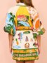 Women's Short Sleeve Summer Yellow Fish Split Joint Stand Collar Daily Going Out Vintage Mini A-Line Tank Dress