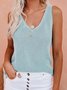 Women's Sleeveless Tank Top Summer Gray Plain Hollow Out Cotton V Neck Daily Going Out Simple Top