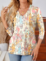 Print Casual V Neck Long Sleeve T-Shirt