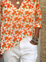 Print Casual V Neck Long Sleeve T-Shirt
