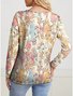 Print Casual V Neck Long Sleeve T-Shirt