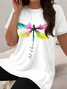 Women's Printing Dragonfly Daily Going Out Two-Piece Set Black-white Casual Summer Top With Pants Matching Set