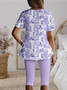 Crew Neck Regular Fit Floral Casual Two-Piece Set