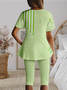 Regular Fit Crew Neck Casual Striped Two-Piece Set