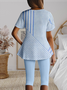 Regular Fit Crew Neck Casual Striped Two-Piece Set