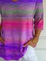 Women's Alzheimer's Stripe Print V-Neck T-Shirt
