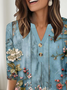 V Neck Cotton Loose Simple T-Shirt