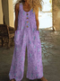 Women's H-Line Overall Crew Neck Daily Going Out Casual Printing Abstract Summer Long Jumpsuit Romper
