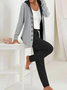 Women's Printing Plain Daily Going Out Two-Piece Set Black-grey Casual Spring/Fall Coat With Pants Matching Set