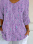 Women's Alzheimer's Disease Floral Print V-Neck T-Shirt