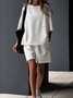 Casual Plain Crew Neck Two-Piece Set