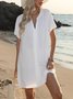 Casual Plain V Neck Mini Dress