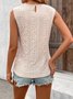 Women's Sleeveless Tank Top Summer Apricot Plain Lace Crew Neck Daily Going Out Simple Top