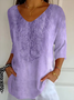 Women's Alzheimer's Disease Floral Print V-Neck T-Shirt