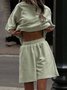 Casual Plain Crew Neck Two-Piece Set