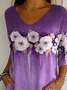 Women's Alzheimer's Disease Floral Print V-Neck T-Shirt