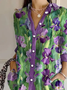 Women's Alzheimer's Floral Print Casual Long Sleeve Shirt