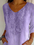 Women's Alzheimer's Disease Floral Print V-Neck T-Shirt