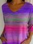 Women's Alzheimer's Stripe Print V-Neck T-Shirt