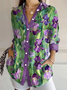Women's Alzheimer's Floral Print Casual Long Sleeve Shirt