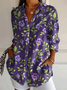 Women's Alzheimer's Floral Print Casual Long Sleeve Shirt