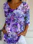 Women's Alzheimer's Disease Floral Print V-Neck T-Shirt
