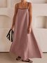 Women's Sleeveless Summer Khaki Plain Split Joint Square Neck Daily Going Out Vintage Maxi A-Line Tank Dress