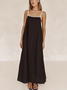 Women's Sleeveless Summer Khaki Plain Split Joint Square Neck Daily Going Out Vintage Maxi A-Line Tank Dress