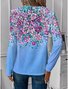 Print Casual V Neck Long Sleeve T-Shirt