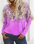 Print Casual V Neck Long Sleeve T-Shirt