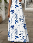 Women's Short Sleeve Summer White Floral Printing V Neck Daily Going Out Casual Maxi X-Line Dress