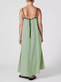 Women's Sleeveless Summer Khaki Plain Split Joint Square Neck Daily Going Out Vintage Maxi A-Line Tank Dress