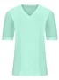 Women's Short Sleeve T-shirt Summer Green Plain Jacquard V Neck Puff Sleeve Daily Going Out Casual Top