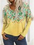 Print Casual V Neck Long Sleeve T-Shirt