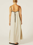 Women's Sleeveless Summer Khaki Plain Split Joint Square Neck Daily Going Out Vintage Maxi A-Line Tank Dress