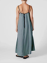 Women's Sleeveless Summer Khaki Plain Split Joint Square Neck Daily Going Out Vintage Maxi A-Line Tank Dress