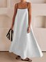 Women's Sleeveless Summer Khaki Plain Split Joint Square Neck Daily Going Out Vintage Maxi A-Line Tank Dress