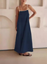 Women's Sleeveless Summer Khaki Plain Split Joint Square Neck Daily Going Out Vintage Maxi A-Line Tank Dress