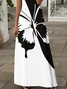 Women's Short Sleeve Summer Black-white Multicolor Block Printing V Neck Daily Going Out Casual Maxi X-Line Dress