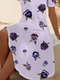 Women's Short Sleeve Summer Purple Floral Printing V Neck Daily Going Out Casual Midi A-Line Fit & Flare Dress Dress