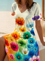 Women's Short Sleeve Summer As Picture Floral Printing V Neck Daily Going Out Casual Midi A-Line Fit & Flare Dress Dress