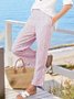 Women's  Elastic Waist H-Line Wide Leg Pants Daily Going Out Pants Blue Casual Split Joint Striped Spring/Fall Pants