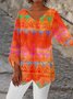 Women's Three Quarter Sleeve T-shirt Spring/Fall Color1 Floral Printing V Neck Daily Going Out Casual Top