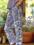Women's  H-Line Baggy Pants Daily Going Out Pants Purple Casual Printing Floral Spring/Fall Pants